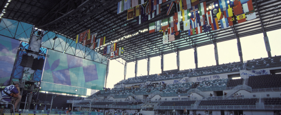 Spectators watched swimming and diving events during the 1996 Summer Olympics in Atlanta in what is now the Campus Recreation Center. (Photo Georgia Tech)